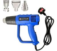 Pistolet à air chaud - Souffleur à air chaud - Puissance 2000 W, 220 V - Deux températures : 300/600 °C - Débit d'air : 300/500 l/min - Trois buses - Câble de 2 m - Bleu
