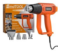 Pistolet à air chaud - Souffleur d'air chaud - 2000 W - 60–600 °C, 2 débits d'air 300/500 l/min - 4 buses - 220 V - Câble de 2 m - Orange