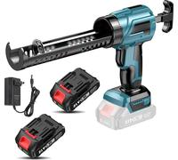 Pistolet à calfeutrer sans fil, design ergonomique, recharge rapide, bleu avec 2 piles