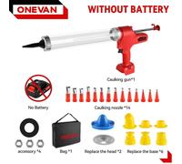 Pistolet à cartouche électrique - Pistolet à mastic 600 ml - Force de poussée de 10 000 N - Buse en acier inoxydable - Prise UE - Sans batterie - Rouge