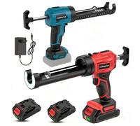 Pistolet à cartouche électrique - Pistolet à silicone rechargeable - Compatible avec les batteries Makita - 2 batteries incluses - Sans éclairage LED - Pour portes et fenêtres - Rouge et bleu