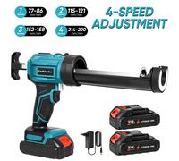 Pistolet à cartouche électrique - Pistolet d'application pour colles et silicones - 4 vitesses - Sans fil - 2 batteries - Bleu - Compatible avec les batteries Makita 18V