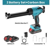 Pistolet à cartouche sans fil 18V - Pistolet d'injection de joints électrique - Contrôle de vitesse en 6 niveaux - Lumière LED - Protection anti-goutte - Pour silicone et mastics - Bleu, sans batterie