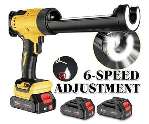 Pistolet à cartouche sans fil - 21 V - 6 vitesses - Pour joints de carrelage et mastics - Monotube - 2 batteries lithium