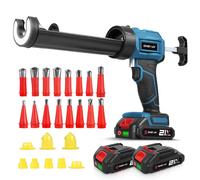 Pistolet à cartouche sans fil Presse à cartouche électrique avec 2 batteries, 4 vitesses réglables pour cartouches de 10 oz / 300 ml, étanchéité, masticage