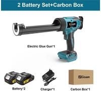 Pistolet à cartouches à batterie - Pistolet à silicone électrique - 2 batteries - 6 vitesses - 18 V - Moteur à balais - Bleu