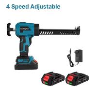 Pistolet à cartouches électrique - Fonctionnement sur batterie - Compatible avec les batteries Makita - Portatif - Sans fil - 4 niveaux de vitesse - Couleur : bleu