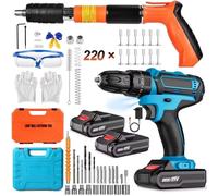 Pistolet à clous et perceuse-visseuse sans fil - Coffret d'outils - Visseuse à chocs 21V, 1350 tr/min - Outil manuel de fixation murale - Sans fil - Pour bricoleurs