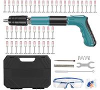 Pistolet à Clous Manuel, Cloueur Béton 5 Vitesses de Réglage avec 100 Clous & Mallette, Pistolet à Clous Portable Appareil Silencieux pour Fixation Murale, Plafond, Acier, Électricité et Plomberie
