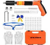 Pistolet à clous manuel en acier 5 vitesses, mini-ancrages pour murs en béton et plafonds, dispositif de rainurage de fil, outil de fixation murale Orange (220 nails)