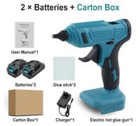 Pistolet à colle chaude et pistolet à cartouche - Batterie 18 V - Sans fil, rechargeable - 2 batteries - Pour les réparations et le bricolage - Noir