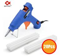 Pistolet à colle chaude JCD 20W, mini pistolet industriel domestique, outil de réparation électrique à température réglable avec 20 bâtonnets de colle de 7 mm with 7mm glue stick