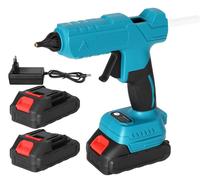 Pistolet à colle chaude - Pistolet à colle électrique rechargeable, idéal pour les travaux de bricolage et de réparation - Portable - Livré avec 2 batteries - Prise européenne