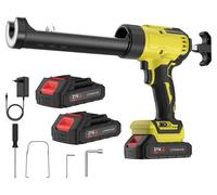 Pistolet à colle chaude, réglable sur 6 niveaux, avec éclairage LED, alimenté par deux piles (jaunes)