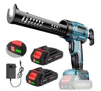 Pistolet à colle chaude sans fil, avec système anti-goutte, éclairage LED intégré, 2 batteries bleues