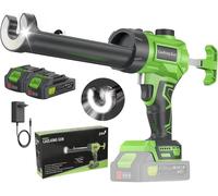 Pistolet à colle chaude sans fil - Pistolet à joint sans fil - Multifonction pour l'étanchéité de vitres, fenêtres et portes - 2 batteries - Lampe de travail LED - Vert