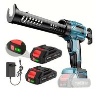 Pistolet à colle chaude sans fil - Pistolet électrique pour cartouches, multifonction, idéal pour l'étanchéité des fenêtres et des portes, portable, avec 2 batteries, de couleur bleue