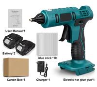 Pistolet à colle chaude sans fil - Rechargeable par batterie - Chauffage rapide - Haute température - Convient pour le bois, le métal et le plastique - Couleur bleu marine