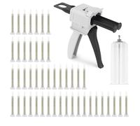 Pistolet à Colle Époxy AB, avec 50 Pcs Buse Mélangeuse Statique Or | Pistolet Distributeur Époxy 50 ml, Pistolet Distributeur avec Double Cartouche de Colle, Plastique, pour 1:1 Mélange Colle