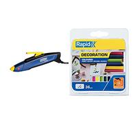 Pistolet à colle Rapid EG Pen pour bâtons de colle 7 mm avec 36 bâtons de colle couleurs, idéal pour les loisirs créatifs et la décoration.