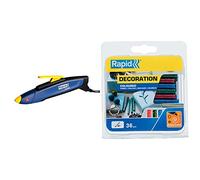Pistolet à colle Rapid EG Pen pour bâtons de colle 7 mm avec 36 bâtons de colle couleurs pailletées, idéal pour les loisirs créatifs, la décoration.
