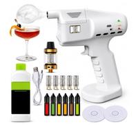 Pistolet à Fumée Électrique pour Cocktail et Cuisine Infuseur de Fumée Portable avec Bulles de Saveur pour Boissons Viandes et Aliments sans Flamme Nue Kit Pro(White)
