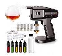 Pistolet à Fumée Électrique pour Cocktail et Cuisine Infuseur de Fumée Portable avec Bulles de Saveur pour Boissons Viandes et Aliments sans Flamme Nue Kit Pro(Black)