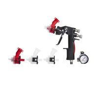 Pistolet à godet sous pression 3M Accuspray HGP, contenu de l'emballage : 1x pistolet à godet sous pression, 2x têtes de buse 2,0mm rouge 16609, 2x têtes de buse 1,8mm blanc 16611, 1 manomètre #16587N