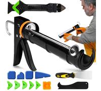 Pistolet à joint avec kit d'outils pour joints - Outil multifonction 5-en-1 - Enlève-joint - Grattoir à joint - Spatule - Idéal pour salle de bain et douche