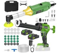 Pistolet à jointoiement et meuleuse d'angle - Ensemble d'outils électriques 2-en-1 - Meuleuse d'angle de 350 W - Pistolet à colle pour verre rechargeable - 4/6 niveaux - Lumière LED - Pour joints de c