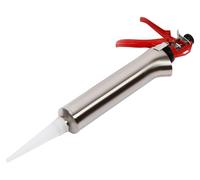 Pistolet à mastic - Pistolet à silicone manuel - Buses interchangeables de 2 à 5 mm - Embouts droits et ronds - Acier inoxydable et plastique - Argent/Rouge