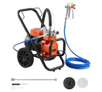 Pistolet à peinture airless - Système de pulvérisation à membrane - Puissance 2000 W - Pression 22,75 MPa - Tuyau haute pression de 10 m - Chariot - Aiguille de nettoyage et brosse - Intérieur et exté