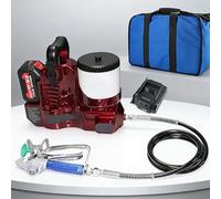 Pistolet à peinture sans fil airless 500 W, alimenté par batterie au lithium, avec trémie de 1,2 L, pression maximale de 15 MPa et réglage de la vitesse sur 6 niveaux pour la peinture Red-2Battery