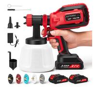 Pistolet a Peinture sans Fil,Pistolet à Peinture avec Batterie 21 V,Pulverisateur avec 3 Modes, Pistolet Peinture Electrique avec 2x2000 mAh et Chargeur pour Clôtures, Murs, Plafonds（Rot）