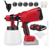 Pistolet a Peinture sans Fil,Pistolet à Peinture avec Batterie 21 V,Pulverisateur avec 3 Modes, Pistolet Peinture Electrique avec 2x3000 mAh et Chargeur pour Clôtures, Murs, Plafonds（Rot）