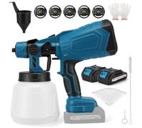 Pistolet a Peinture sans Fil,Pistolet à Peinture avec Batterie 21 V,Pulverisateur avec 3 Modes, Pistolet Peinture Electrique avec 2x3000 mAh et Chargeur pour Clôtures, Murs, Plafonds（Blau）