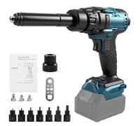 Pistolet à rivet & à écrous sans fil 2 en 1 pour Makita 18V (sans batterie) | Pistolet à écrous à riveter électrique portable avec écrous, M3, M4, M5, M6, M8, M10 und M12, 4 adaptateurs, LED
