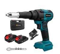 Pistolet à riveter électrique sans balais, force de traction 20 000 N, 2 piles incluses, boîte en plastique pour 2 piles