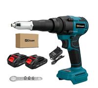 Pistolet à riveter électrique sans balais, force de traction de 20 000 N,automatique à un seul bouton, 2 boîtes en carton pour piles