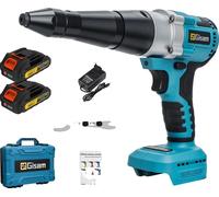 Pistolet à riveter, moteur sans balais, fonctionnement automatique, 2 batteries Boîte plastique
