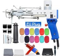 Pistolet à tufter électrique, 2 en 1 poils coupés et poils bouclés, vitesse et hauteur réglables, set bleu 2 EU PLUG-a