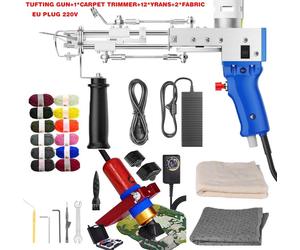 Pistolet à tufter électrique, machine à tisser et à floquer les tapis 2 en 1, poils bouclés et bouclés, kit complet, mise à niveau, prise UE 220V