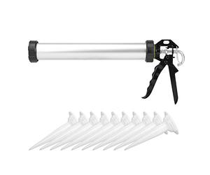Pistolet Cartouche 600ml, Pistolet Extrudeur en Métal avec 10 Becs, Pistolet Manuel Fermé Professionnel pour Calfeutrage et Colle à Verre