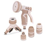 Pistolet d’arrosage 8 jets - avec répartiteur 2 voies et raccords | Beige