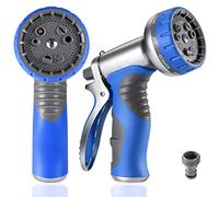 Pistolet d’arrosage Métal Pistolet Arrosoir avec 9 Modes Réglable Pistolet arrosage à Haute Pression Multifonctionnel pour Arrosage Pelouse, Lavage de Voiture et Douches des Animaux ((Bleu)