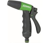 Pistolet d'arrosage à déclenchement frontale. Fabriqué en bi matière : plastique avec poignée en caoutchouc soft-touch.