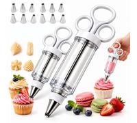 Pistolet de décoration de gâteau en acier inoxydable - Seringue de | Kit de douilles à gâteau en acier inoxydable avec 6 embouts, kit de décoration de gâteau pour gâteaux, cupcakes, cookies