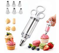Pistolet de décoration de gâteau en acier inoxydable - Seringue de | Kit de douilles à gâteau en acier inoxydable avec 6 embouts, kit de décoration de gâteau pour gâteaux, cupcakes, cookies