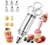 Pistolet de décoration de gâteau en acier inoxydable - Seringue de | Kit de douilles à gâteau en acier inoxydable avec 6 embouts, kit de décoration de gâteau pour gâteaux, cupcakes, cookies