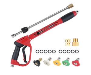 Pistolet de lavage a pression,5000 PSI,pistolet de lavage puissant,pistolet de lavage a pression 40inch,pistolet de lavage a pression M22,verrou de securite,5pcs embouts de buse colores